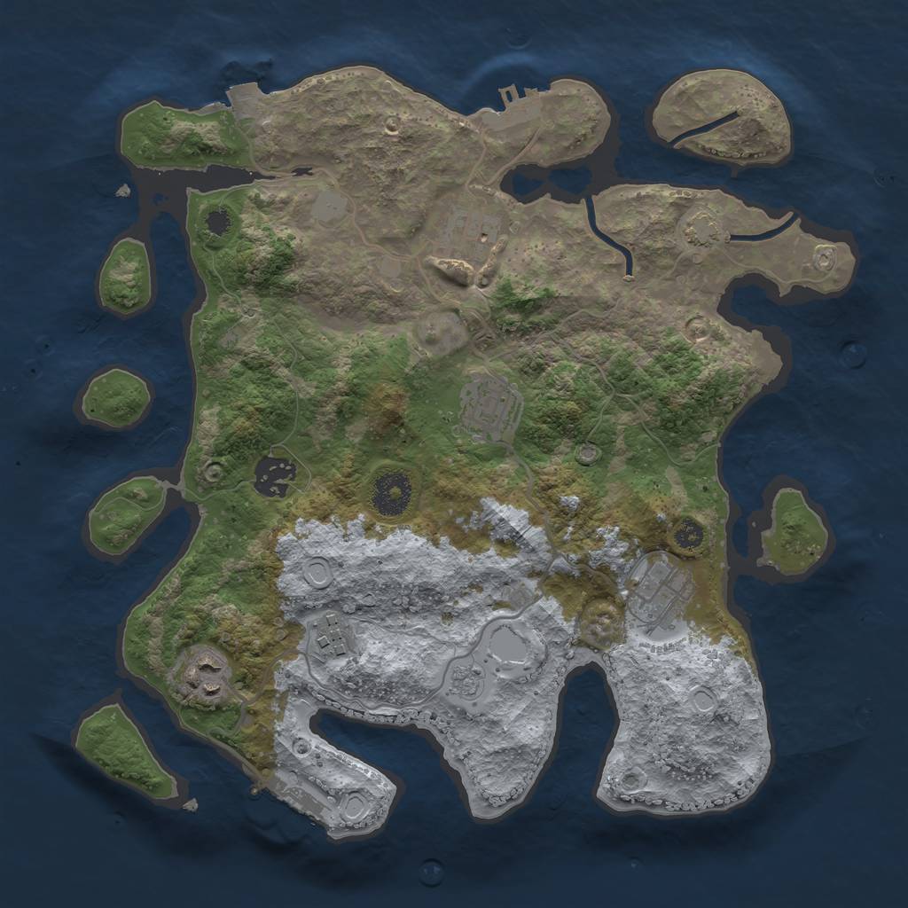 Rust Map: Procedural Map, Size: 3250, Seed: 624783454, 13 Monuments