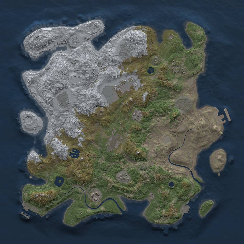 Rust Map: Procedural Map, Size: 3700, Seed: 1969584279, 15 Monuments