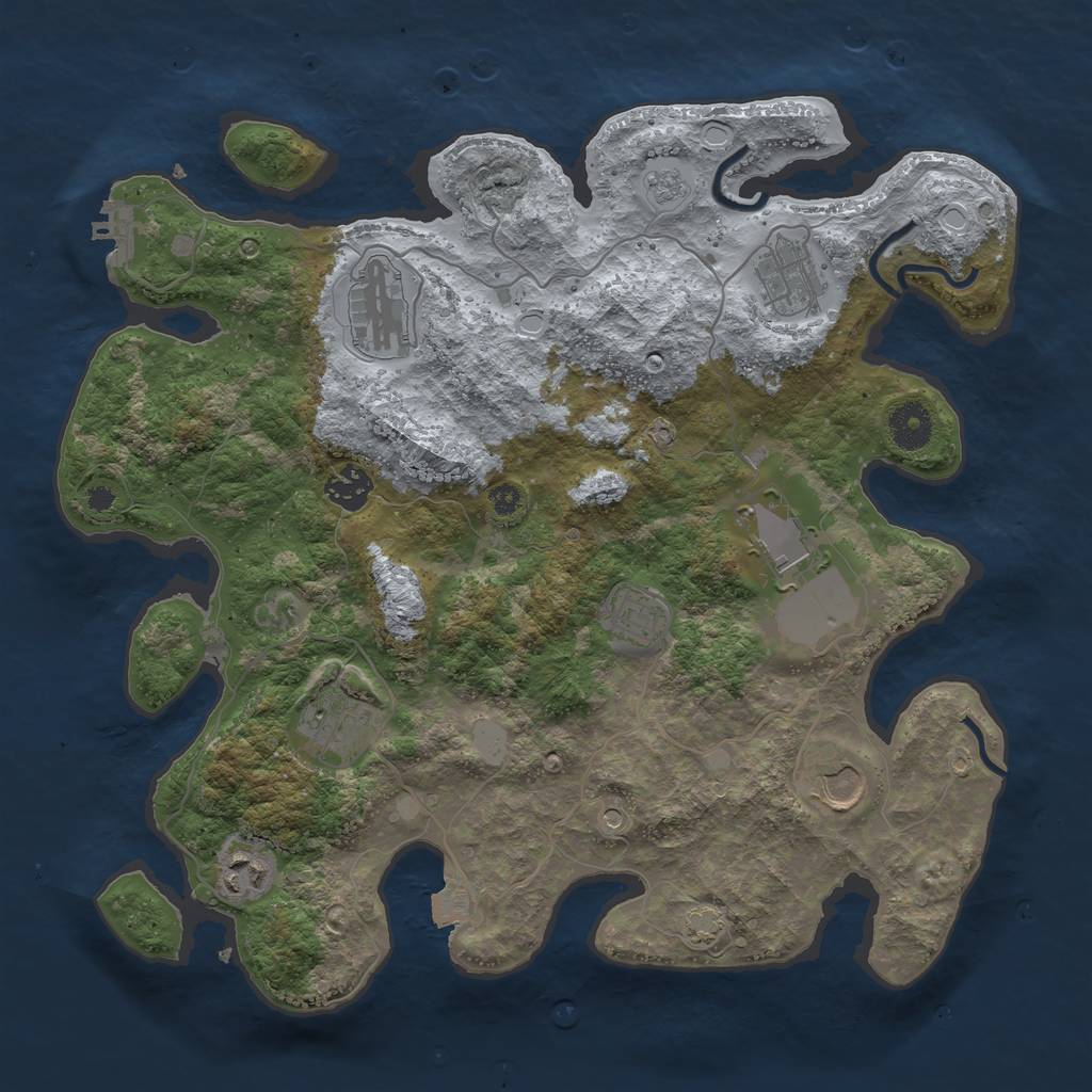 Rust Map: Procedural Map, Size: 3634, Seed: 1, 15 Monuments