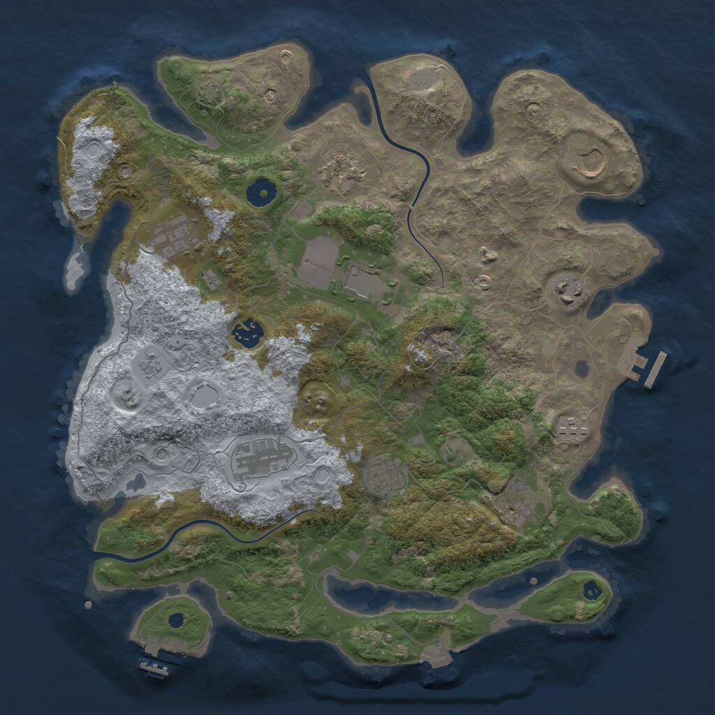 Rust Map: Procedural Map, Size: 3750, Seed: 585949, 16 Monuments