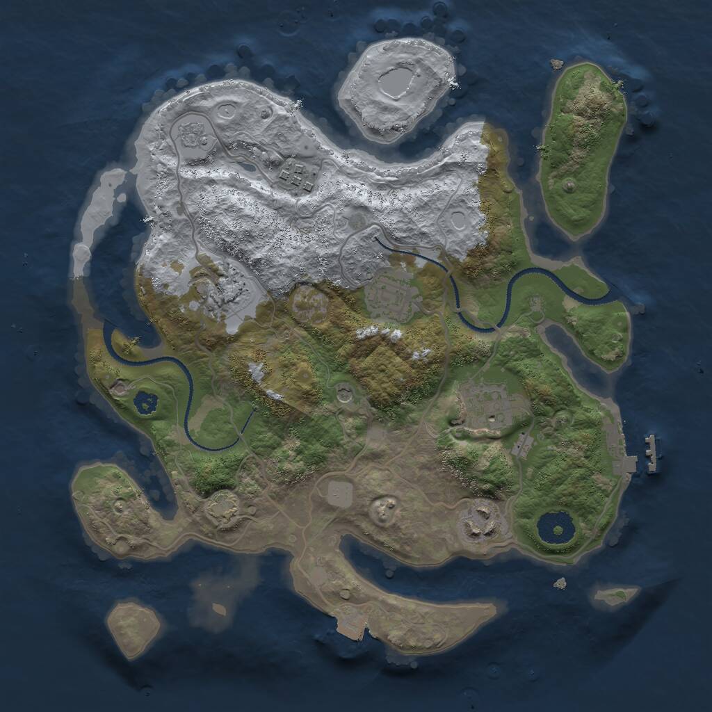 Rust Map: Procedural Map, Size: 3000, Seed: 619813, 10 Monuments
