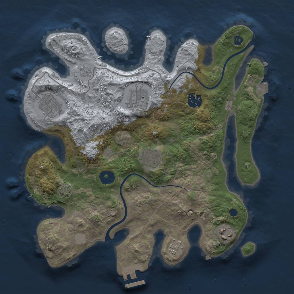 Rust Map: Procedural Map, Size: 3000, Seed: 3143, 10 Monuments