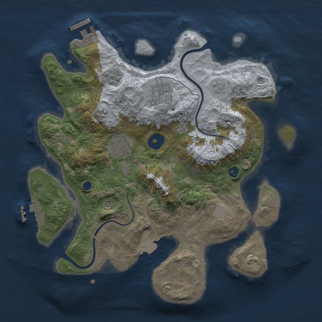 Rust Map: Procedural Map, Size: 3000, Seed: 1921257411, 8 Monuments