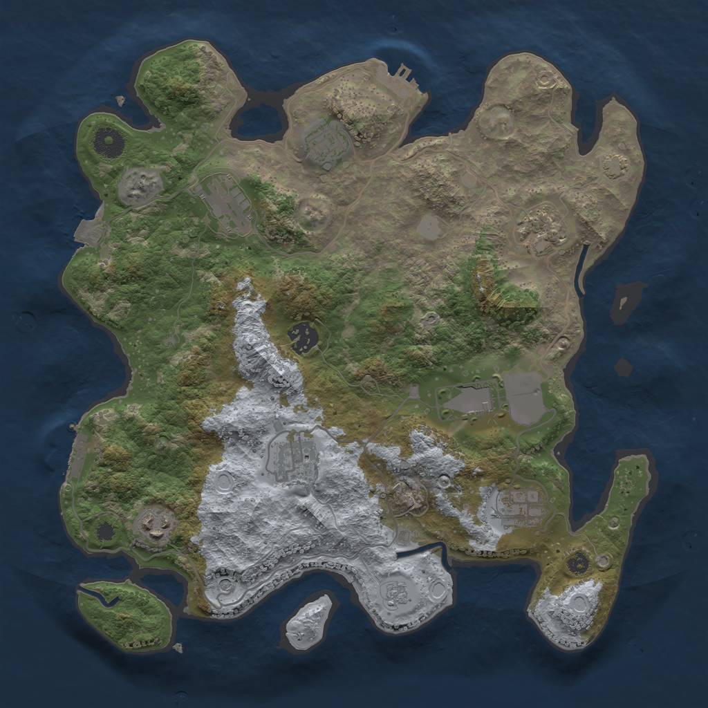 Rust Map: Procedural Map, Size: 3500, Seed: 1872287365, 16 Monuments