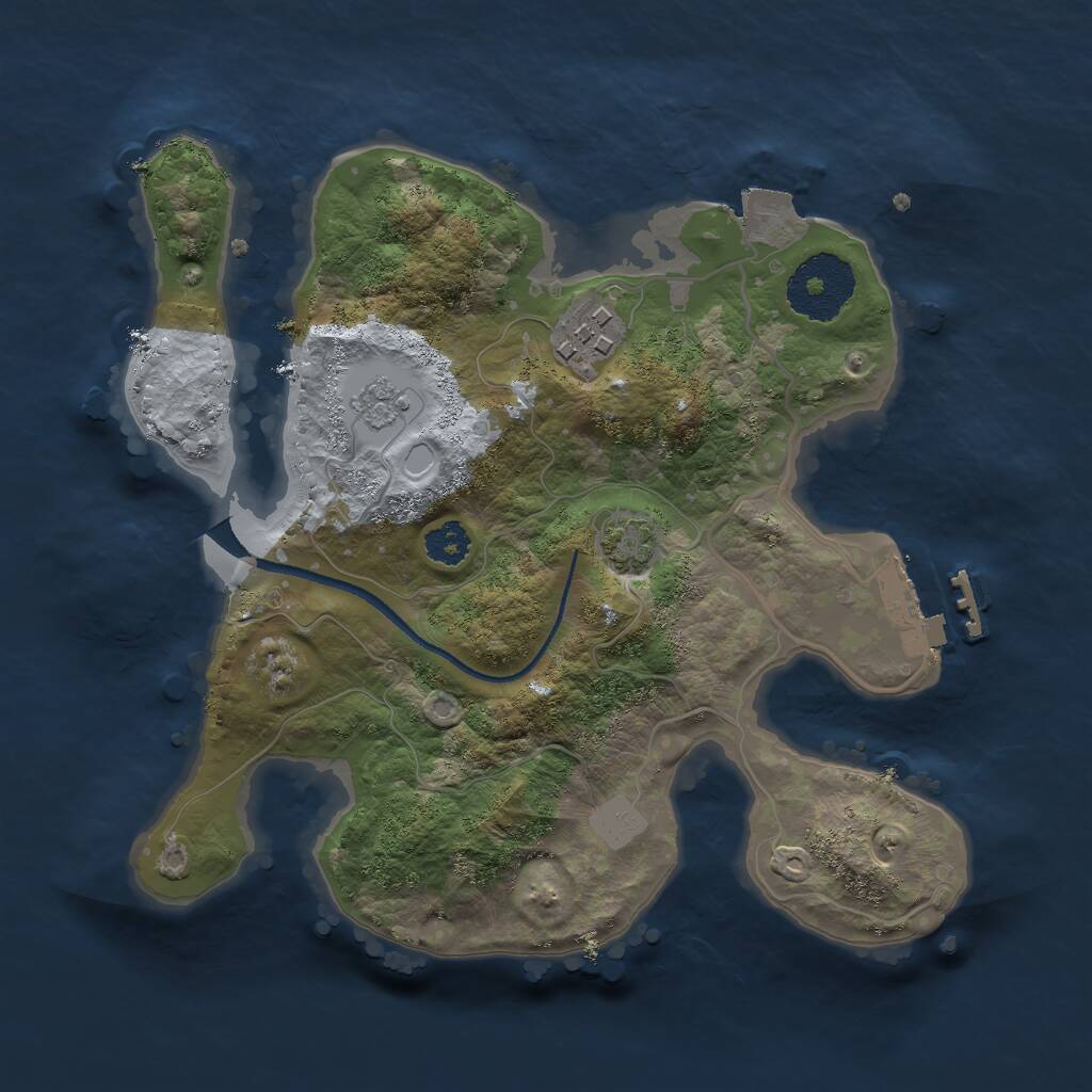 Rust Map: Procedural Map, Size: 2500, Seed: 810096731, 5 Monuments