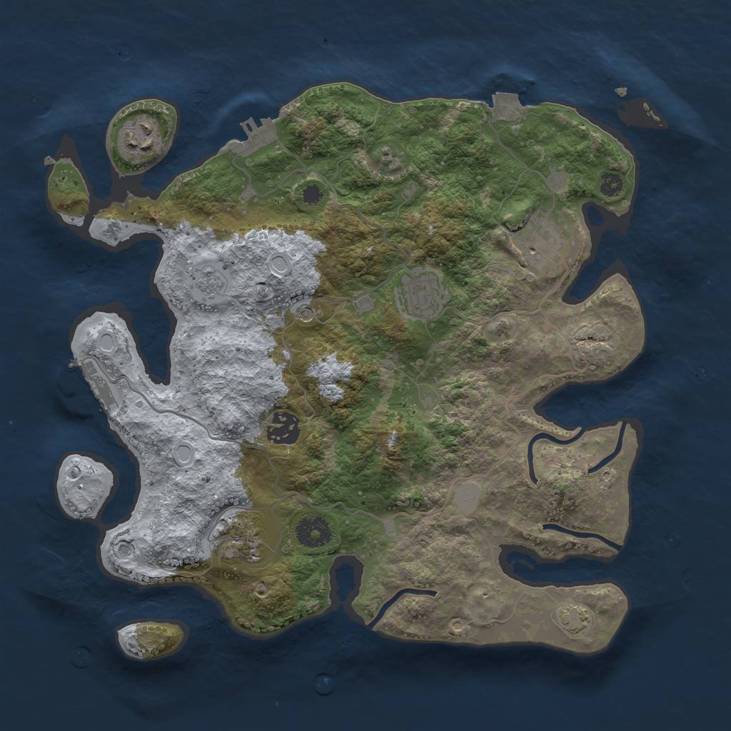 Rust Map: Procedural Map, Size: 3250, Seed: 1487316026, 13 Monuments