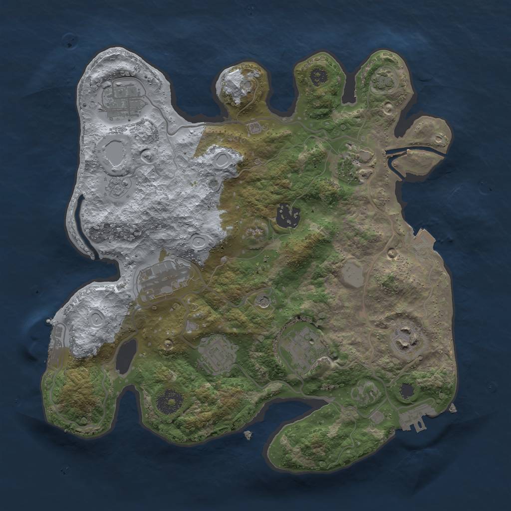 Rust Map: Procedural Map, Size: 3000, Seed: 1992635138, 15 Monuments