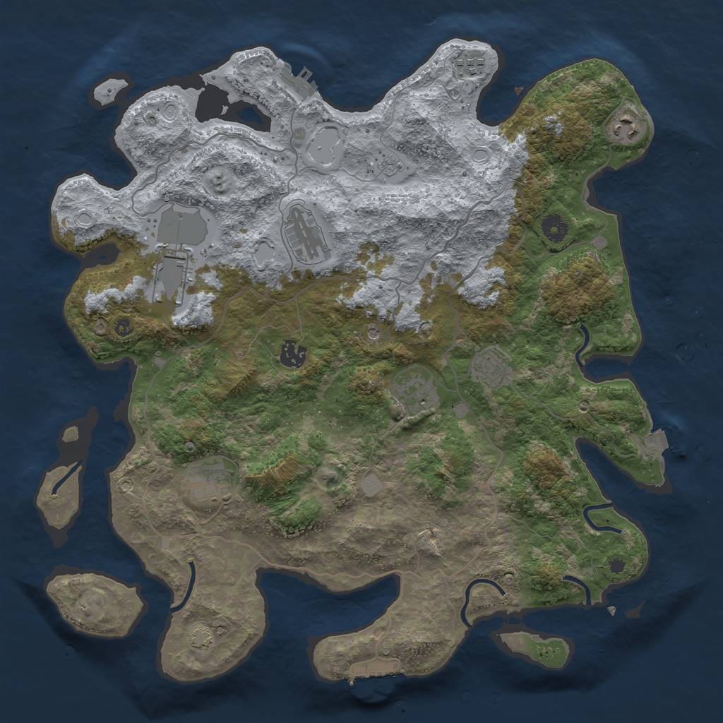 Rust Map: Procedural Map, Size: 4000, Seed: 1936873017, 16 Monuments