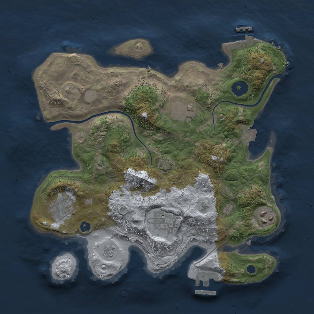 Rust Map: Procedural Map, Size: 3000, Seed: 74578, 9 Monuments