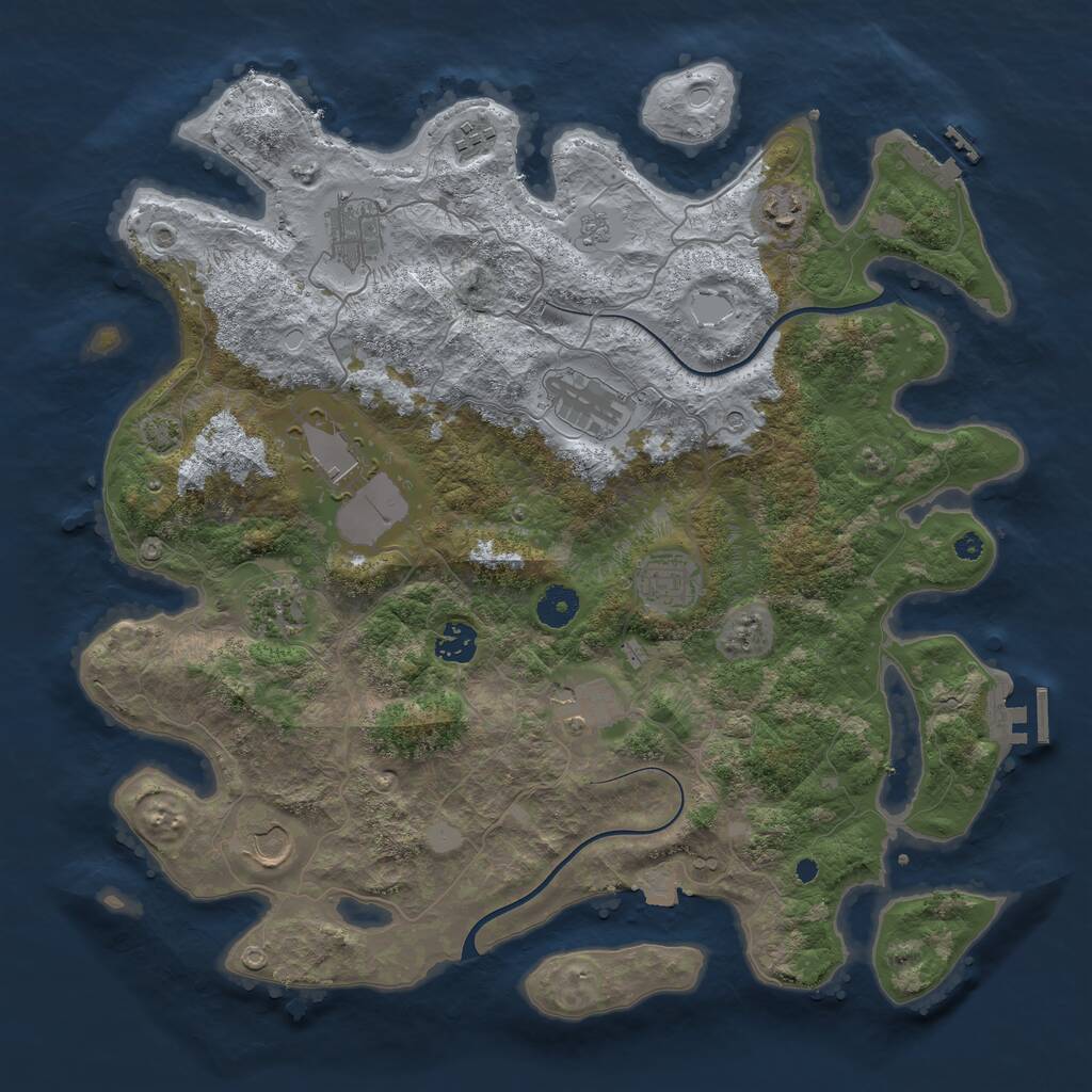 Rust Map: Procedural Map, Size: 3958, Seed: 52449381, 16 Monuments