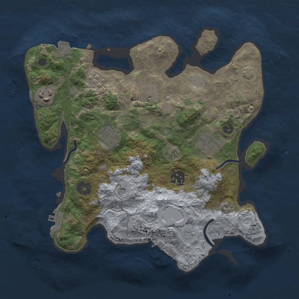 Rust Map: Procedural Map, Size: 3000, Seed: 32280, 14 Monuments
