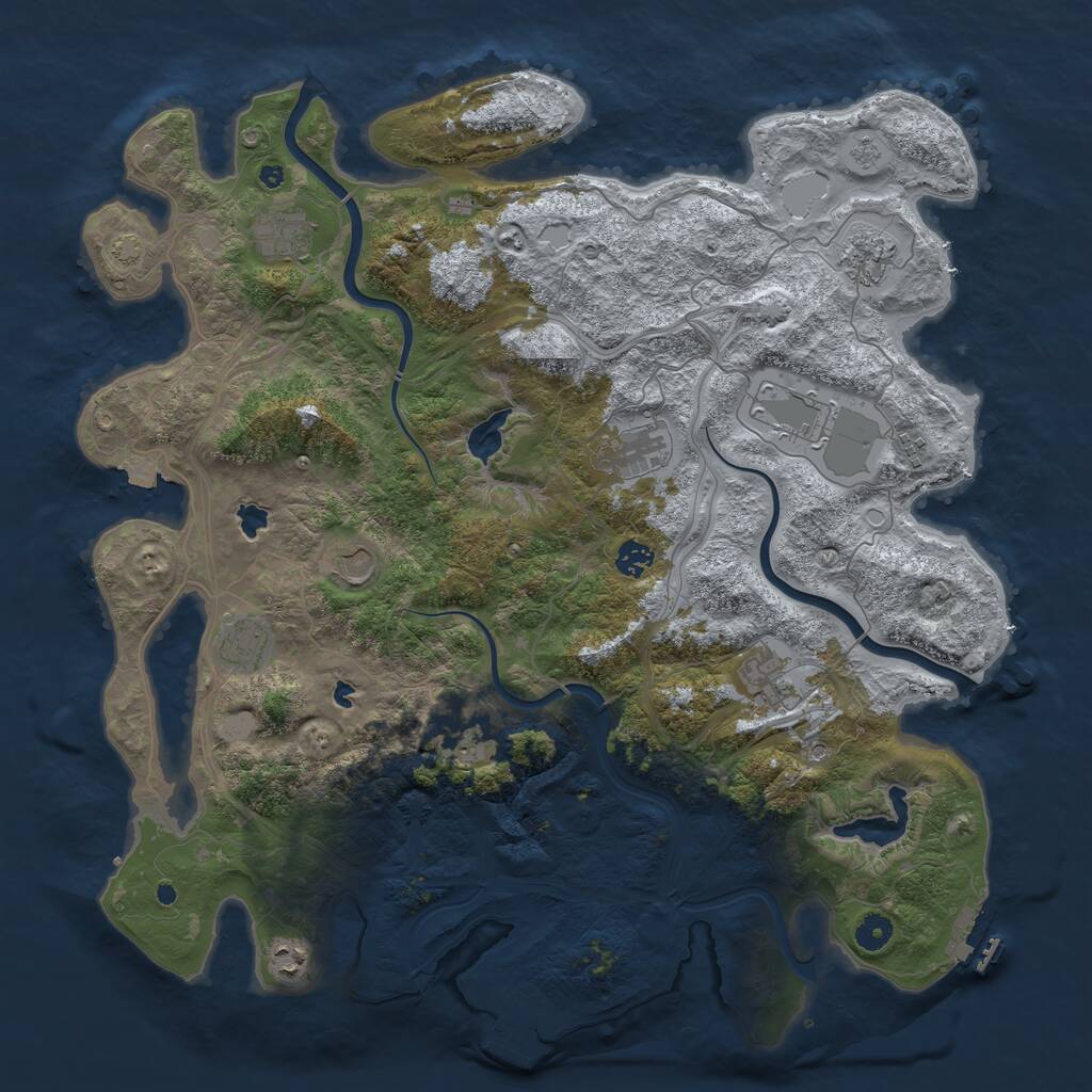 Rust Map: Procedural Map, Size: 4500, Seed: 685010468, 17 Monuments