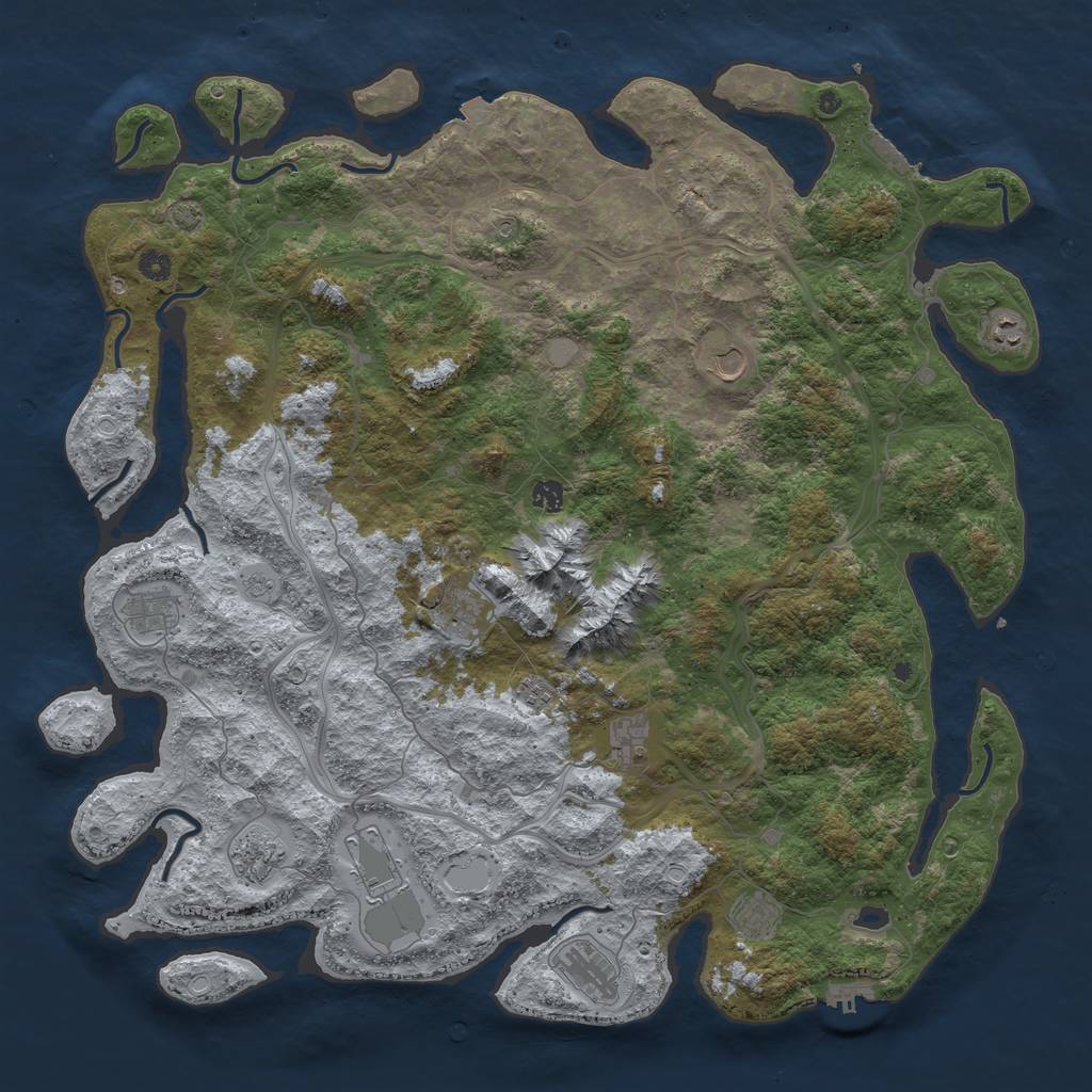 Rust Map: Procedural Map, Size: 5000, Seed: 957392922, 19 Monuments