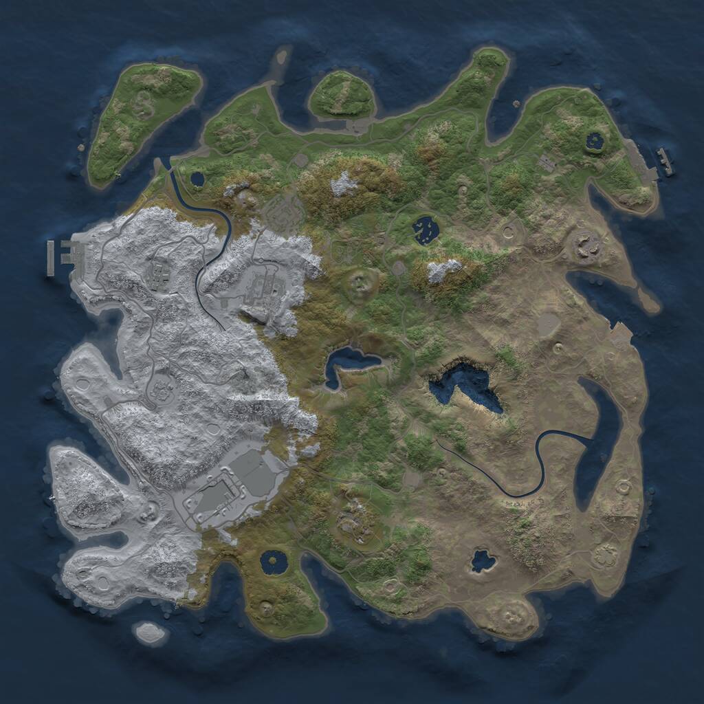 Rust Map: Procedural Map, Size: 4000, Seed: 547321, 13 Monuments