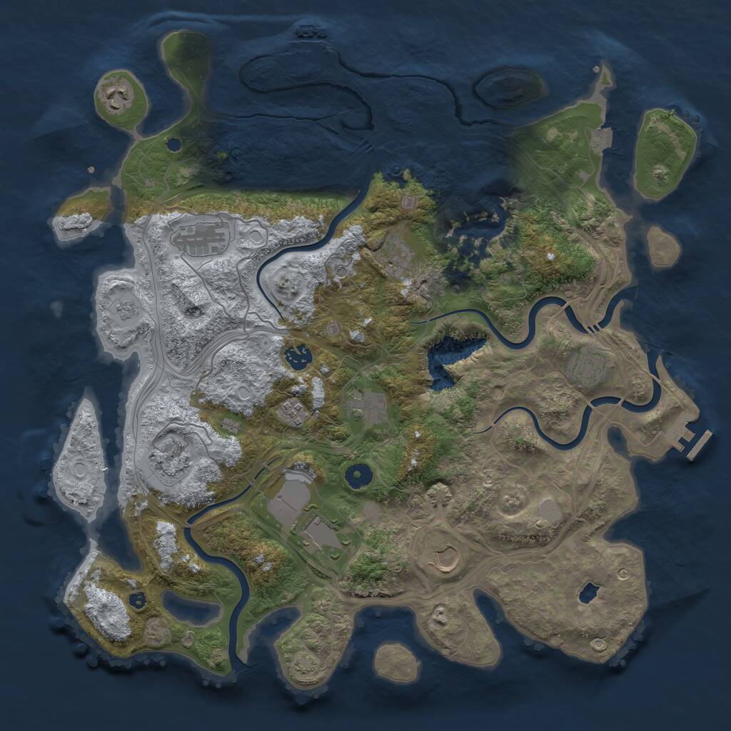 Rust Map: Procedural Map, Size: 4250, Seed: 2068939603, 16 Monuments