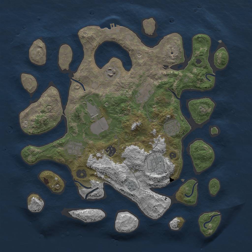 Rust Map: Procedural Map, Size: 3700, Seed: 545441, 12 Monuments