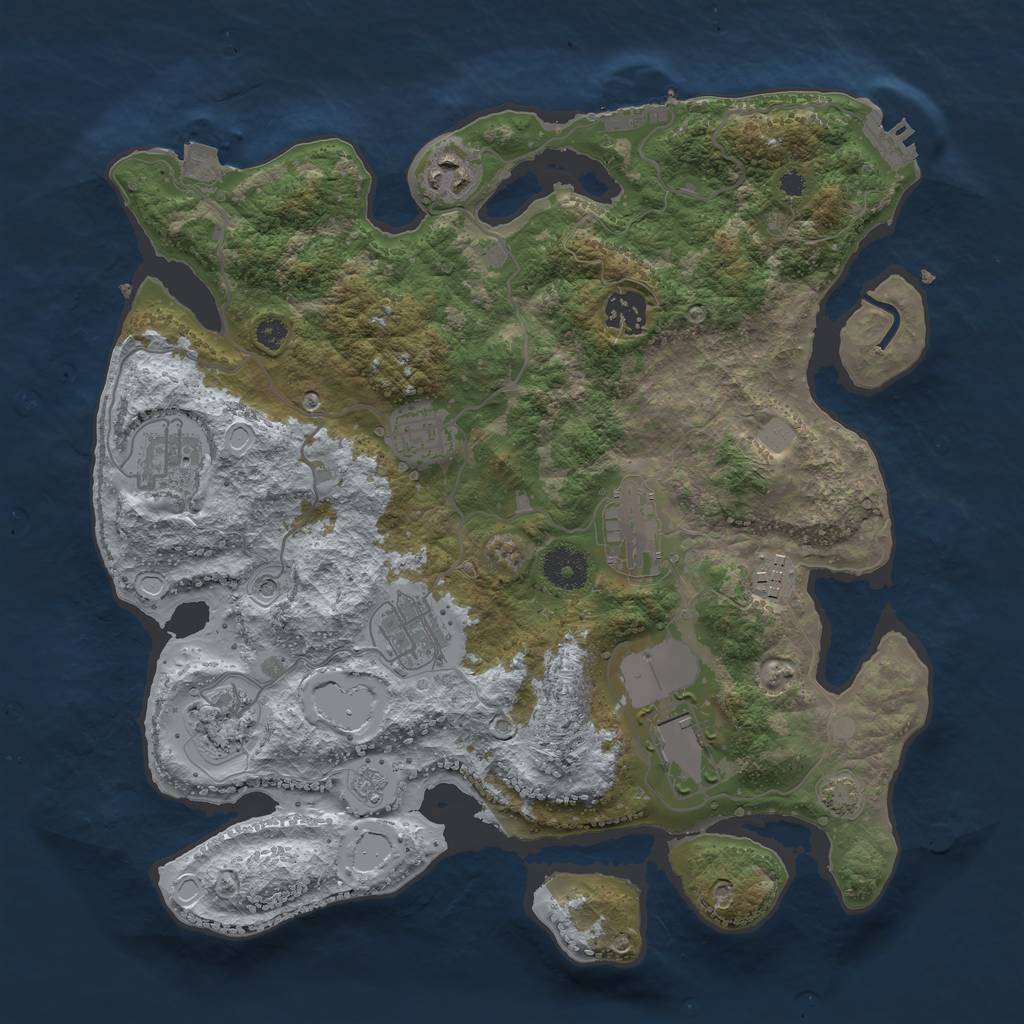 Rust Map: Procedural Map, Size: 3500, Seed: 1150666, 17 Monuments