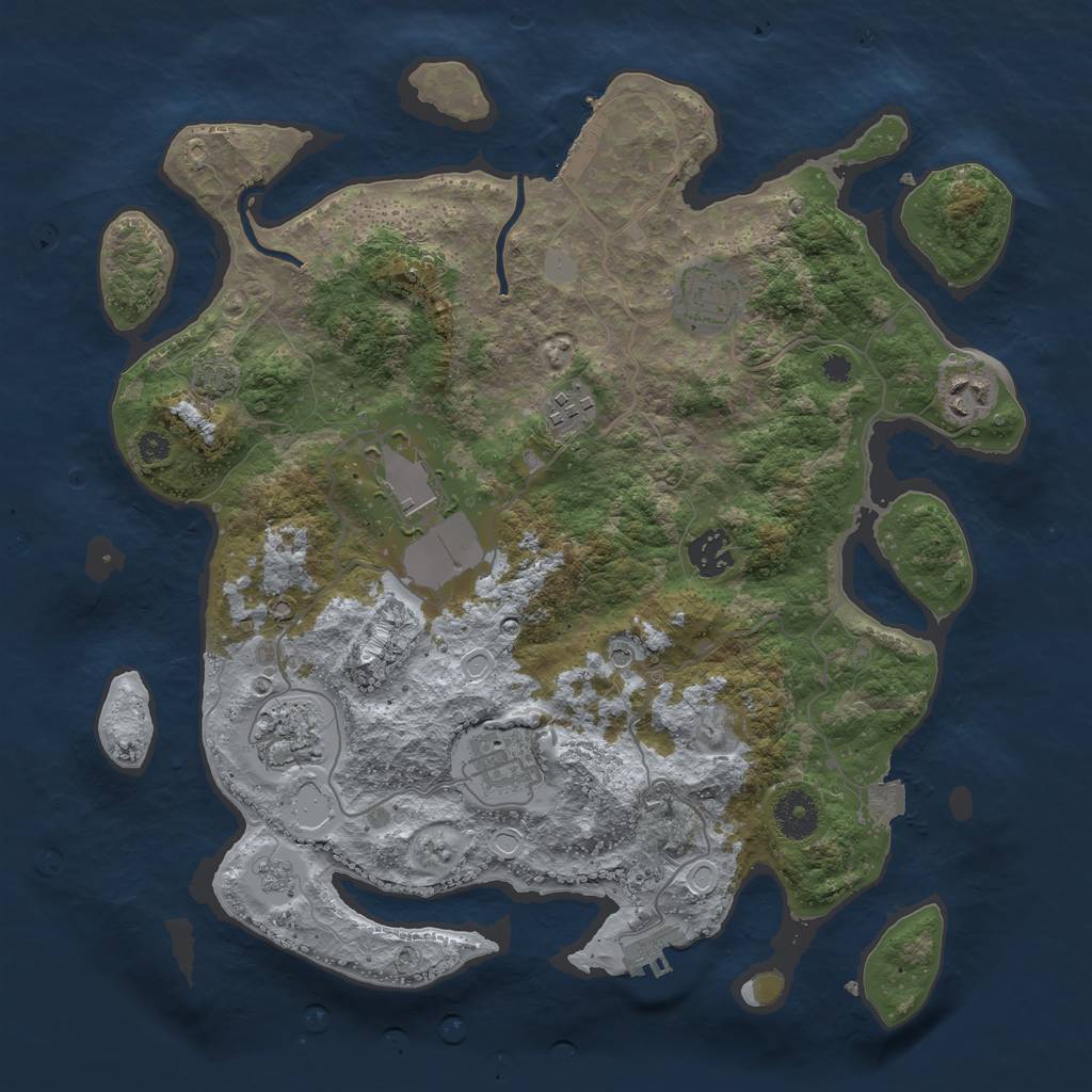 Rust Map: Procedural Map, Size: 3581, Seed: 3693, 15 Monuments