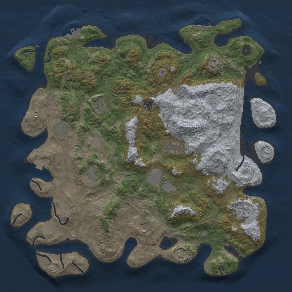 Rust Map: Procedural Map, Size: 4500, Seed: 87293421, 19 Monuments