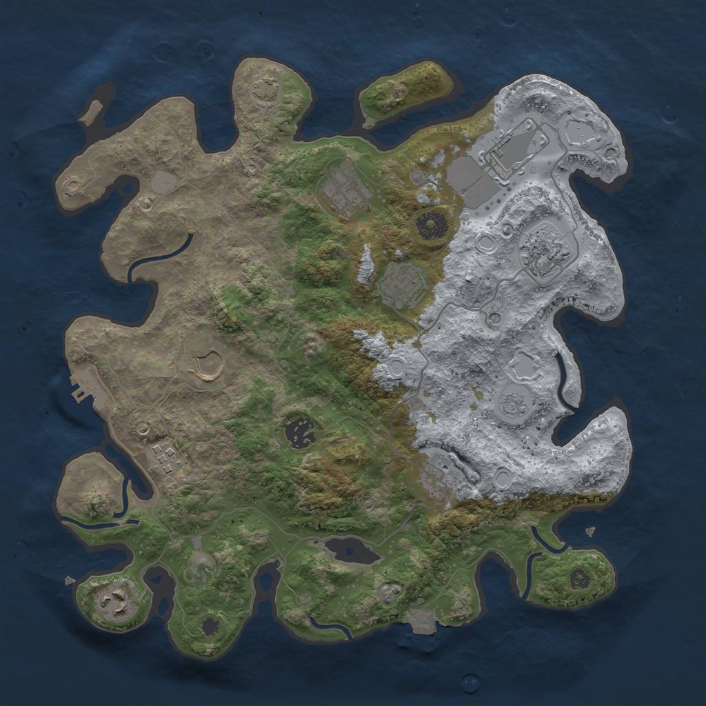 Rust Map: Procedural Map, Size: 3500, Seed: 2879, 16 Monuments