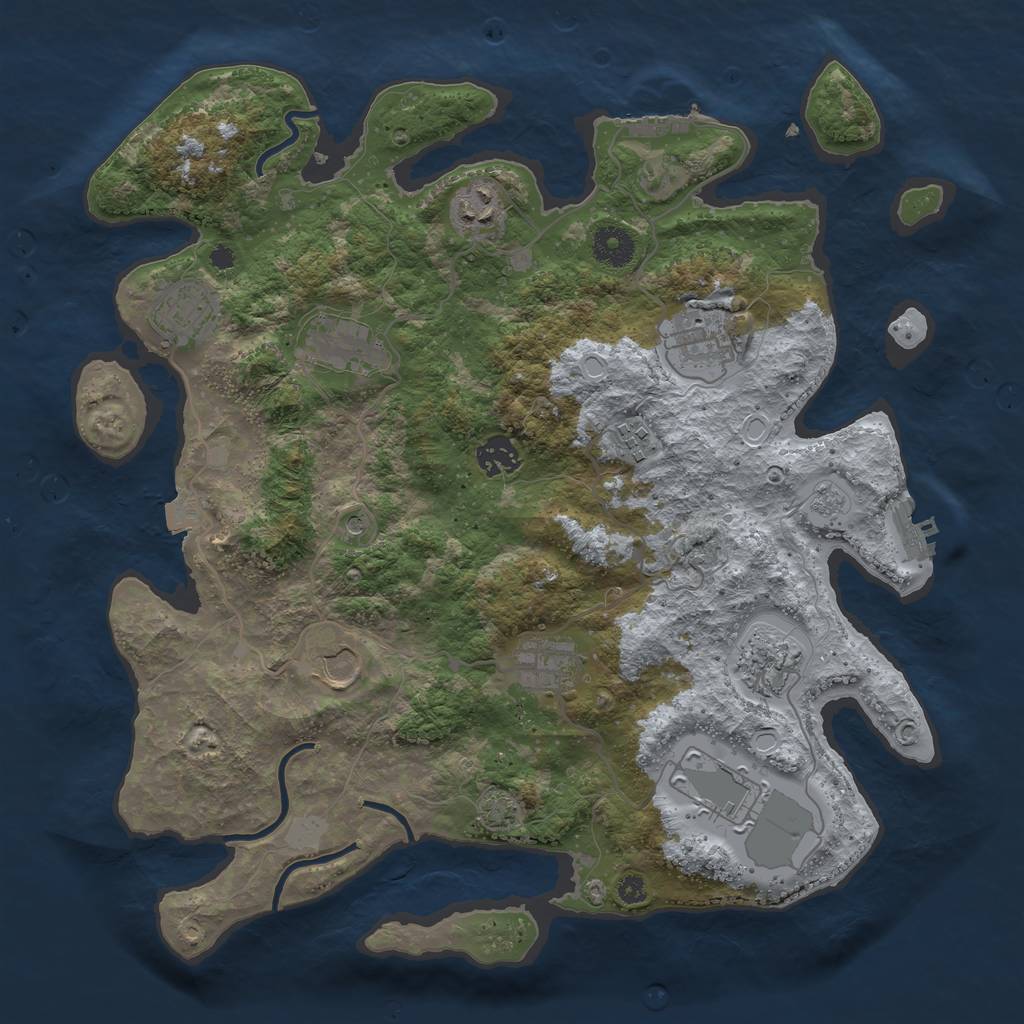 Rust Map: Procedural Map, Size: 3700, Seed: 414718, 18 Monuments