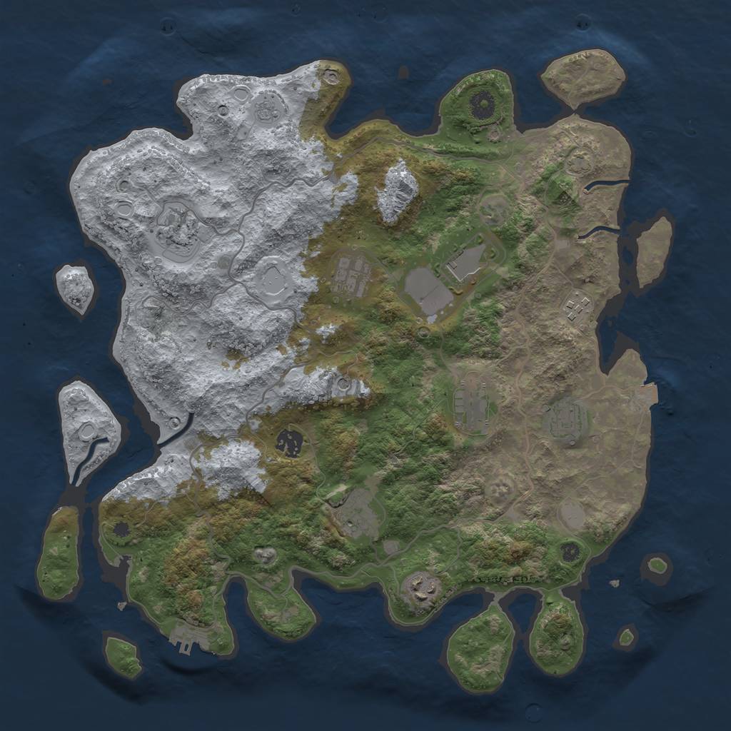 Rust Map: Procedural Map, Size: 4000, Seed: 7563578, 16 Monuments