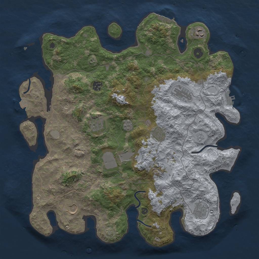 Rust Map: Procedural Map, Size: 4000, Seed: 13812190, 18 Monuments