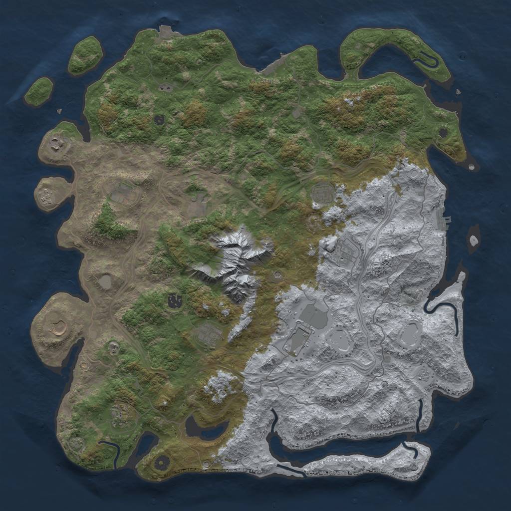 Rust Map: Procedural Map, Size: 5000, Seed: 62685734, 19 Monuments