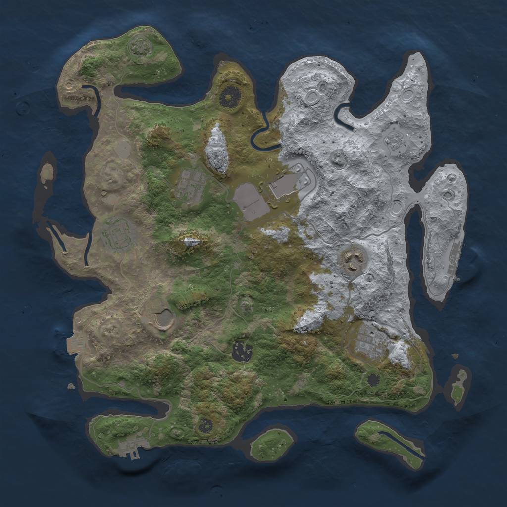 Rust Map: Procedural Map, Size: 3500, Seed: 1371213754, 14 Monuments