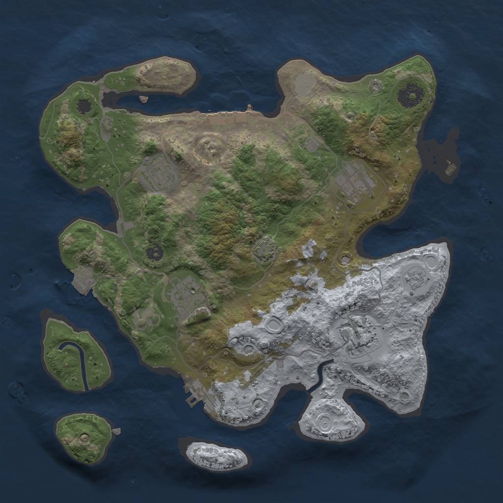 Rust Map: Procedural Map, Size: 3000, Seed: 1884, 12 Monuments