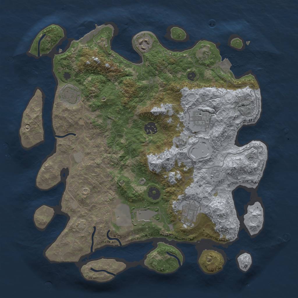 Rust Map: Procedural Map, Size: 3500, Seed: 655483829, 13 Monuments