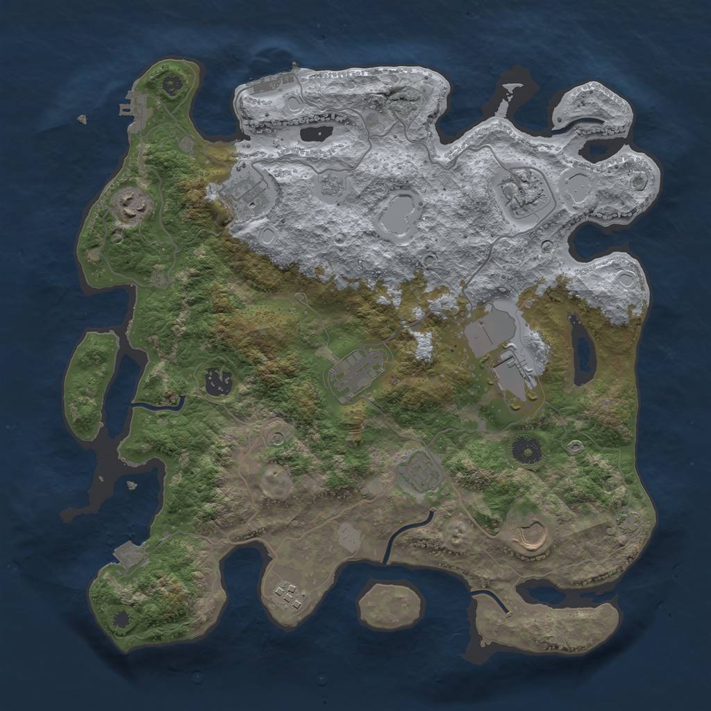 Rust Map: Procedural Map, Size: 3700, Seed: 781896294, 17 Monuments