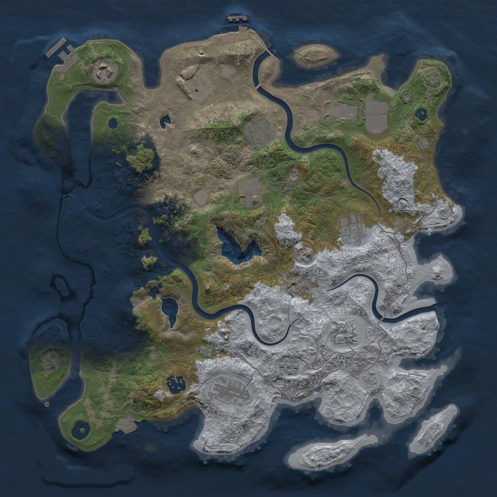 Rust Map: Procedural Map, Size: 4000, Seed: 753733876, 16 Monuments