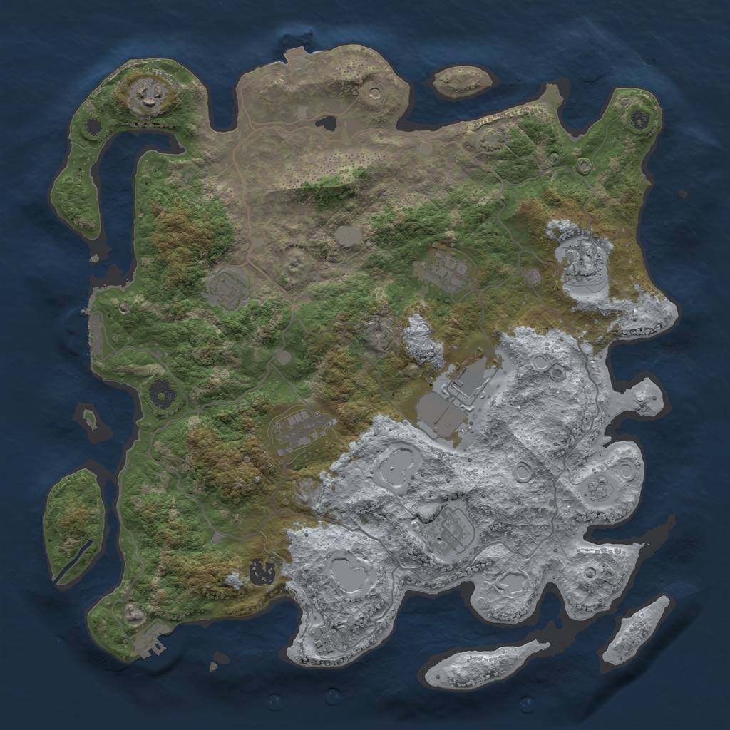 Rust Map: Procedural Map, Size: 4000, Seed: 753733876, 17 Monuments