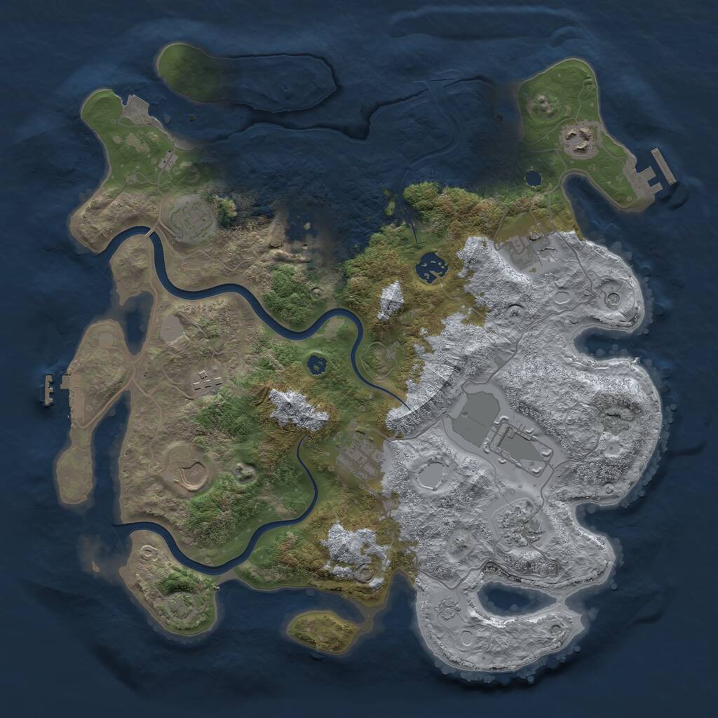 Rust Map: Procedural Map, Size: 3700, Seed: 6930058, 16 Monuments