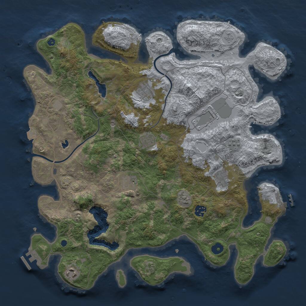 Rust Map: Procedural Map, Size: 4000, Seed: 44975073, 14 Monuments