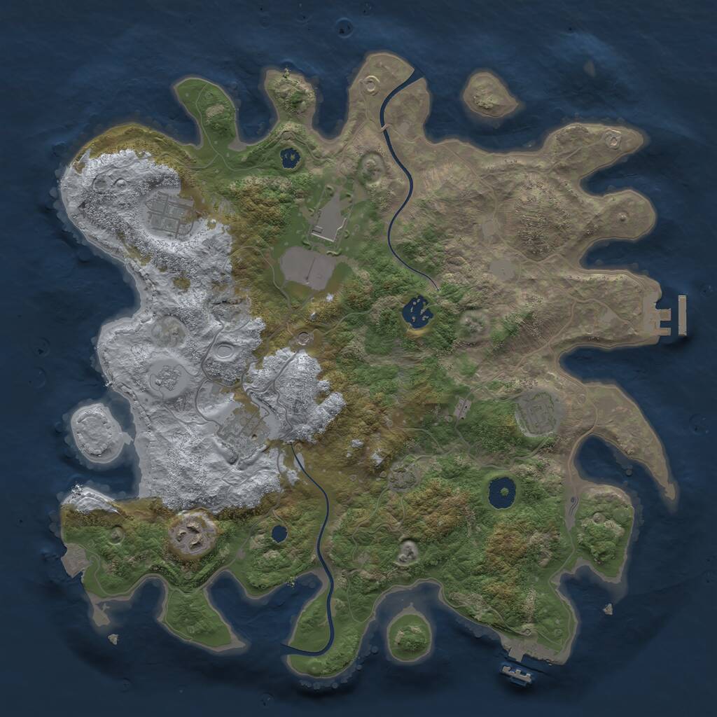 Rust Map: Procedural Map, Size: 3600, Seed: 10088430, 12 Monuments