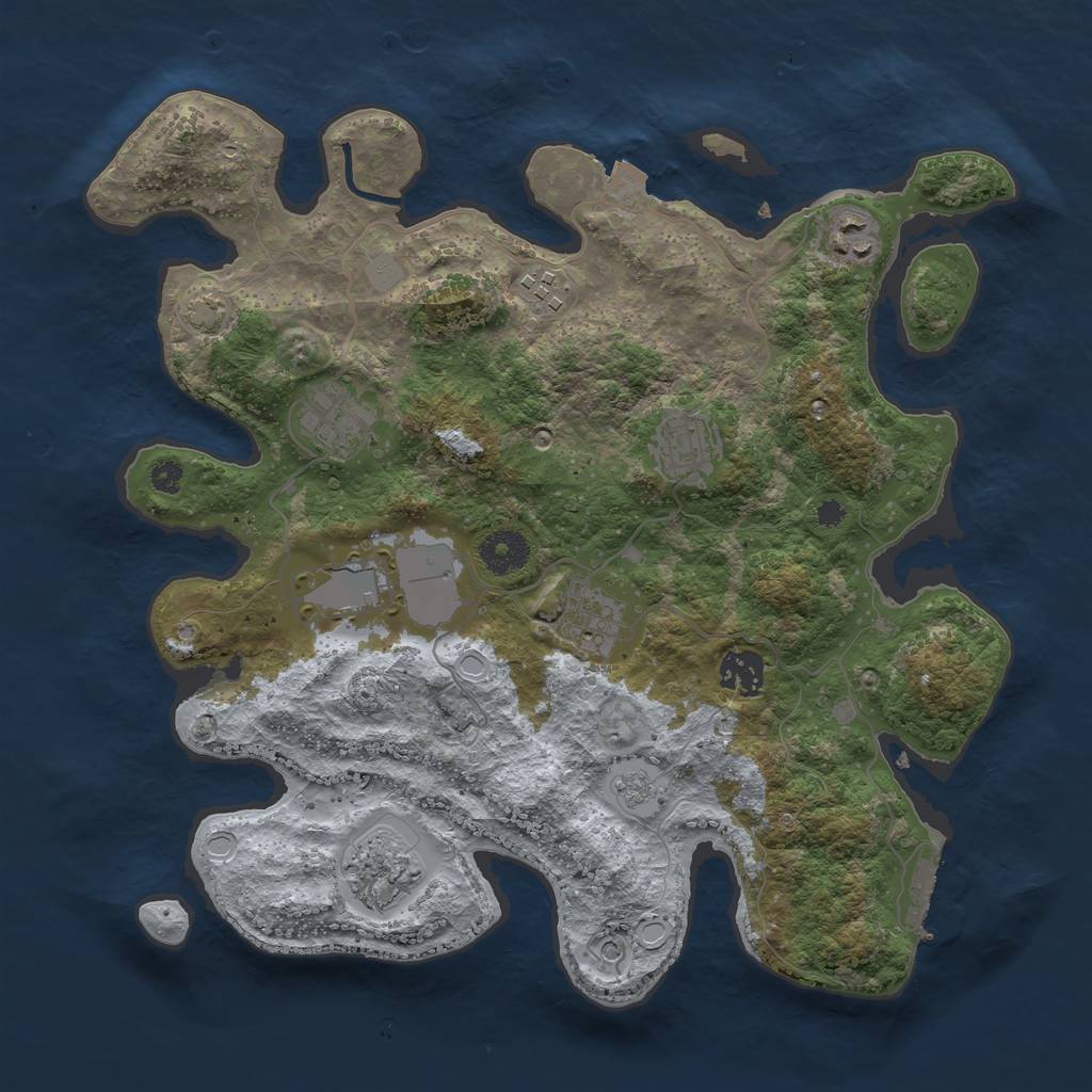 Rust Map: Procedural Map, Size: 3500, Seed: 94844, 15 Monuments