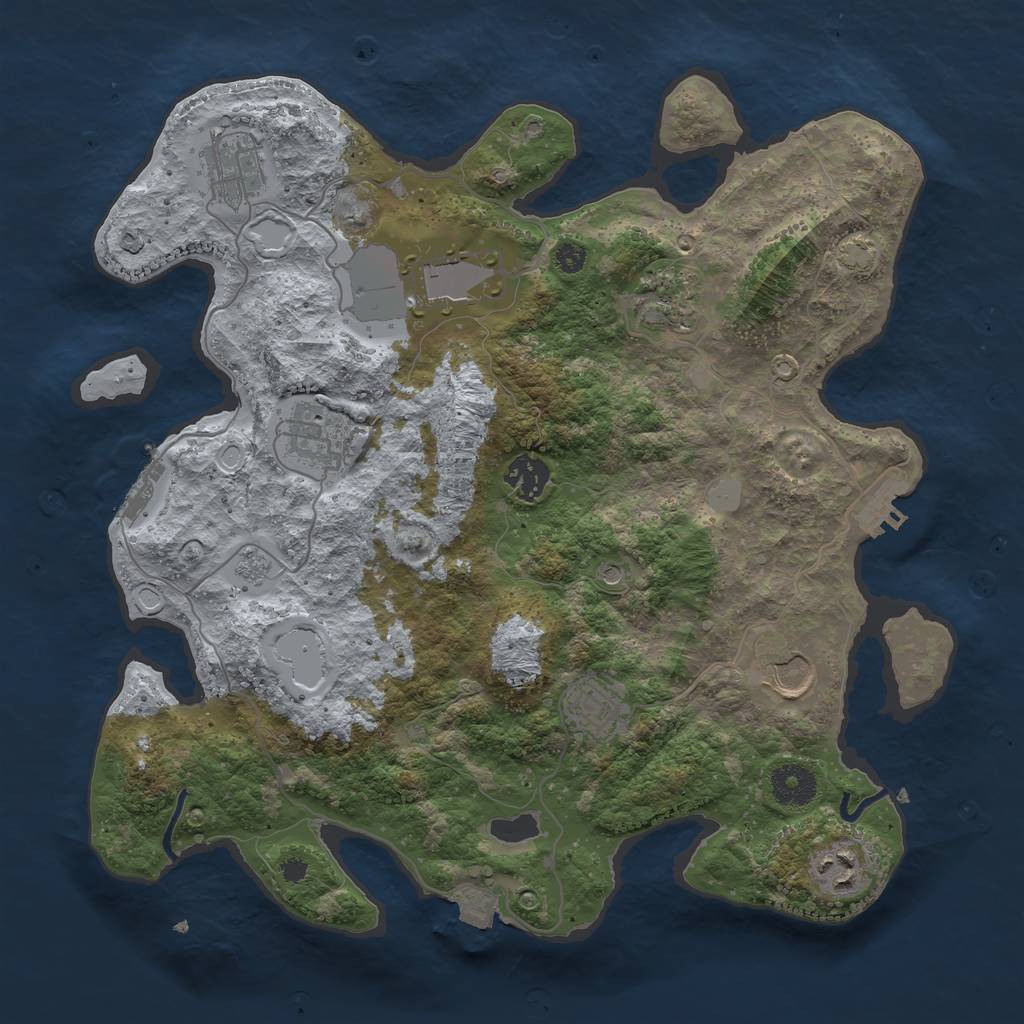 Rust Map: Procedural Map, Size: 3500, Seed: 585945, 16 Monuments