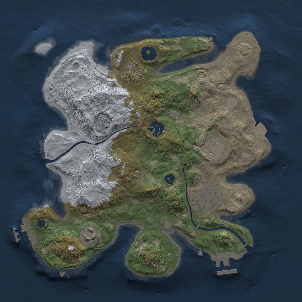 Rust Map: Procedural Map, Size: 3000, Seed: 631428, 11 Monuments