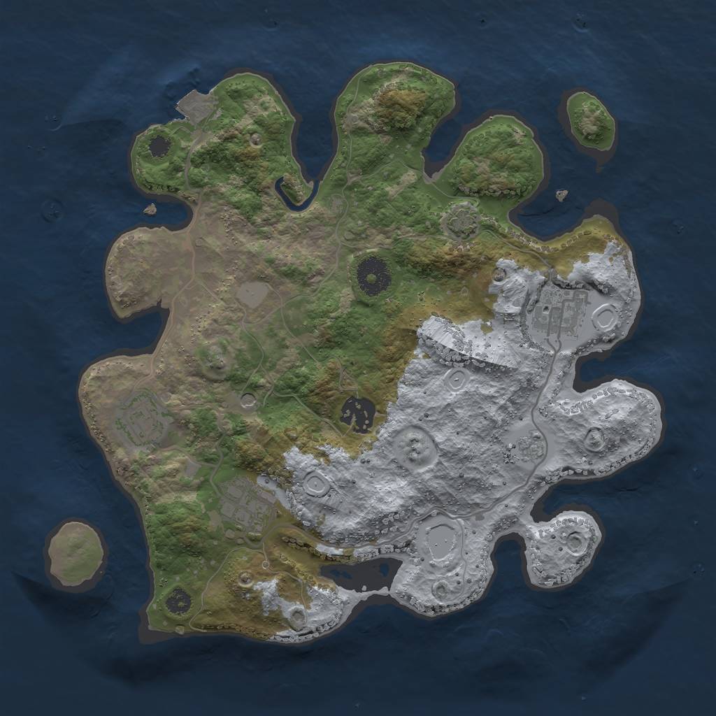 Rust Map: Procedural Map, Size: 3000, Seed: 66711, 10 Monuments