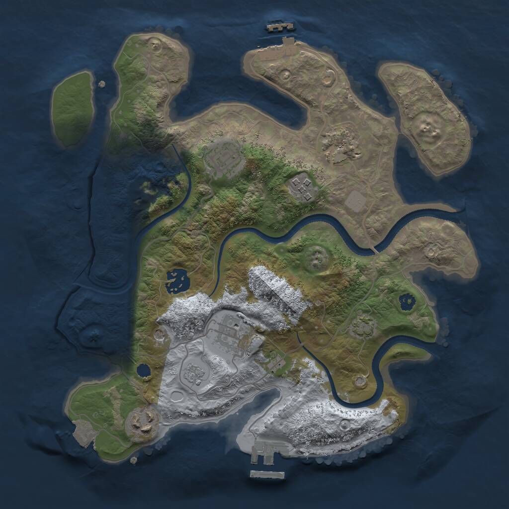 Rust Map: Procedural Map, Size: 3000, Seed: 9270, 12 Monuments