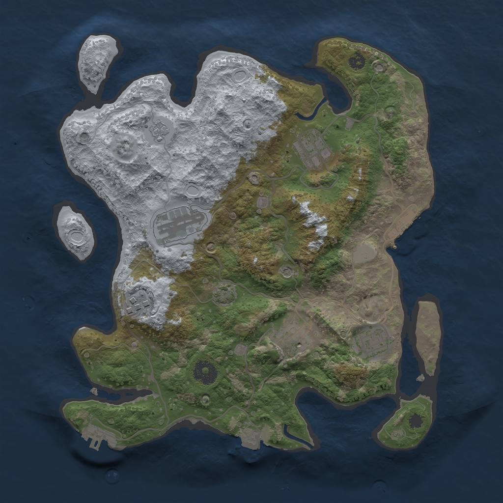 Rust Map: Procedural Map, Size: 3150, Seed: 601548, 13 Monuments