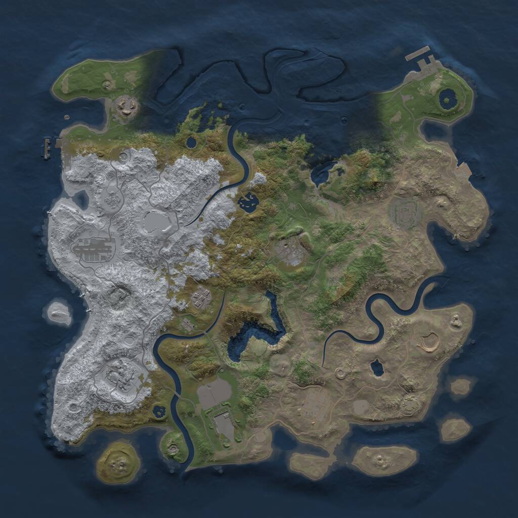 Rust Map: Procedural Map, Size: 4000, Seed: 1516, 16 Monuments