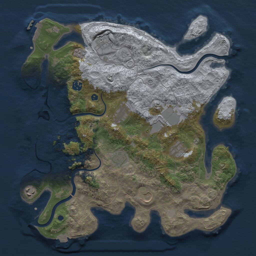 Rust Map: Procedural Map, Size: 3750, Seed: 32645, 15 Monuments