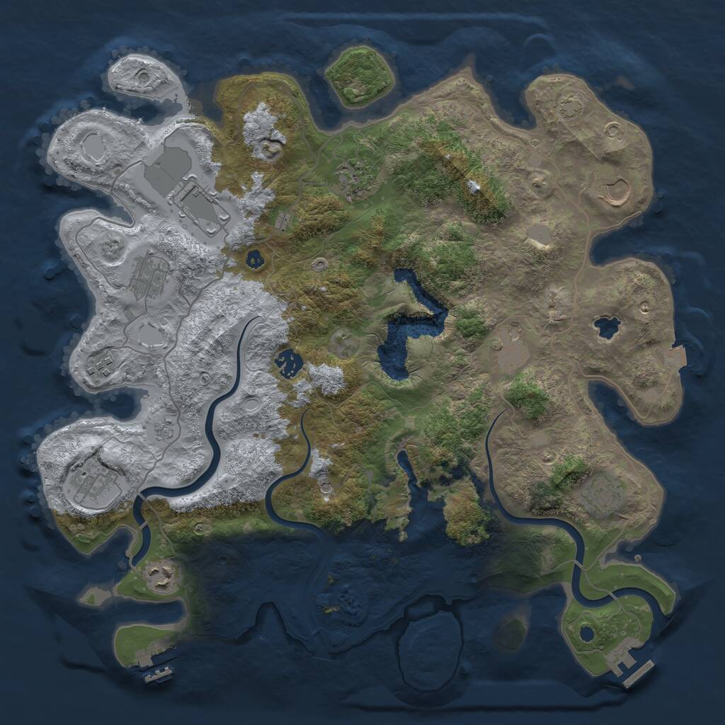 Rust Map: Procedural Map, Size: 4000, Seed: 5941351, 16 Monuments