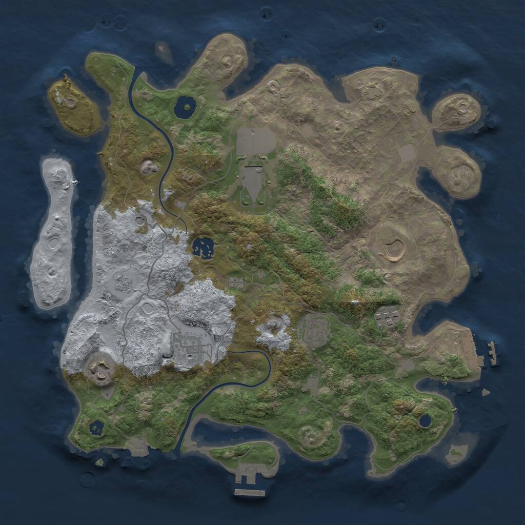 Rust Map: Procedural Map, Size: 3500, Seed: 2046849710, 13 Monuments