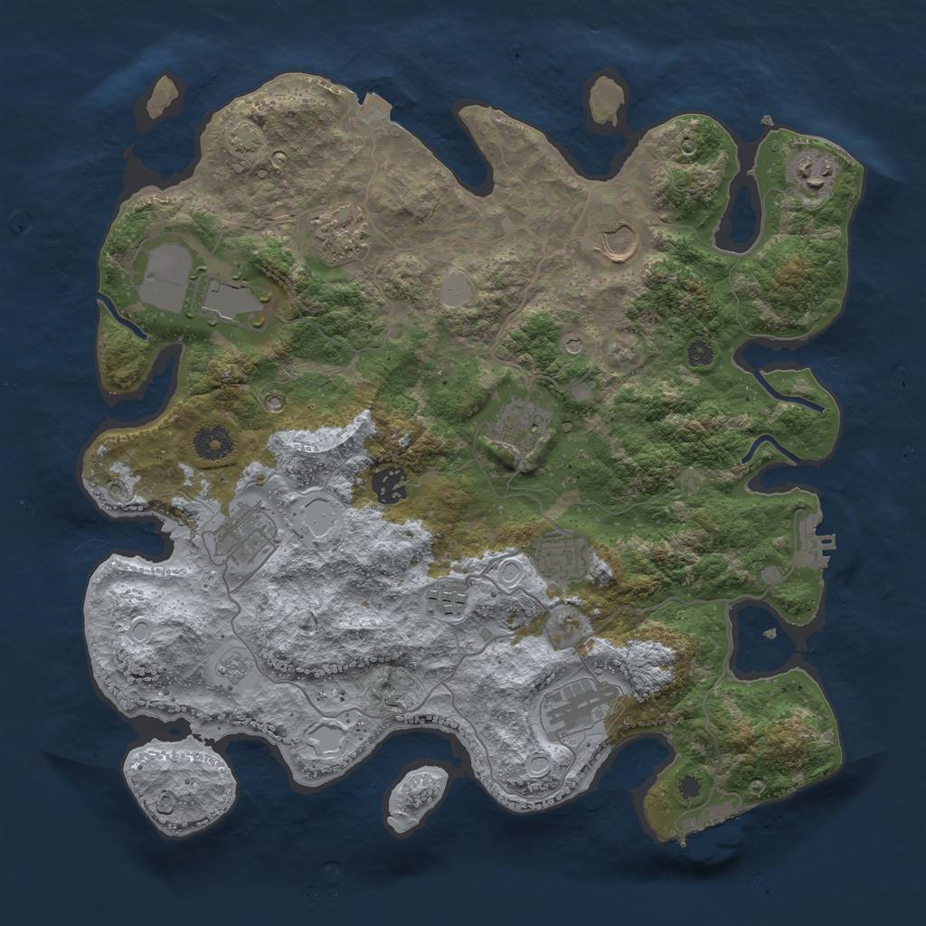 Rust Map: Procedural Map, Size: 3700, Seed: 793192819, 18 Monuments