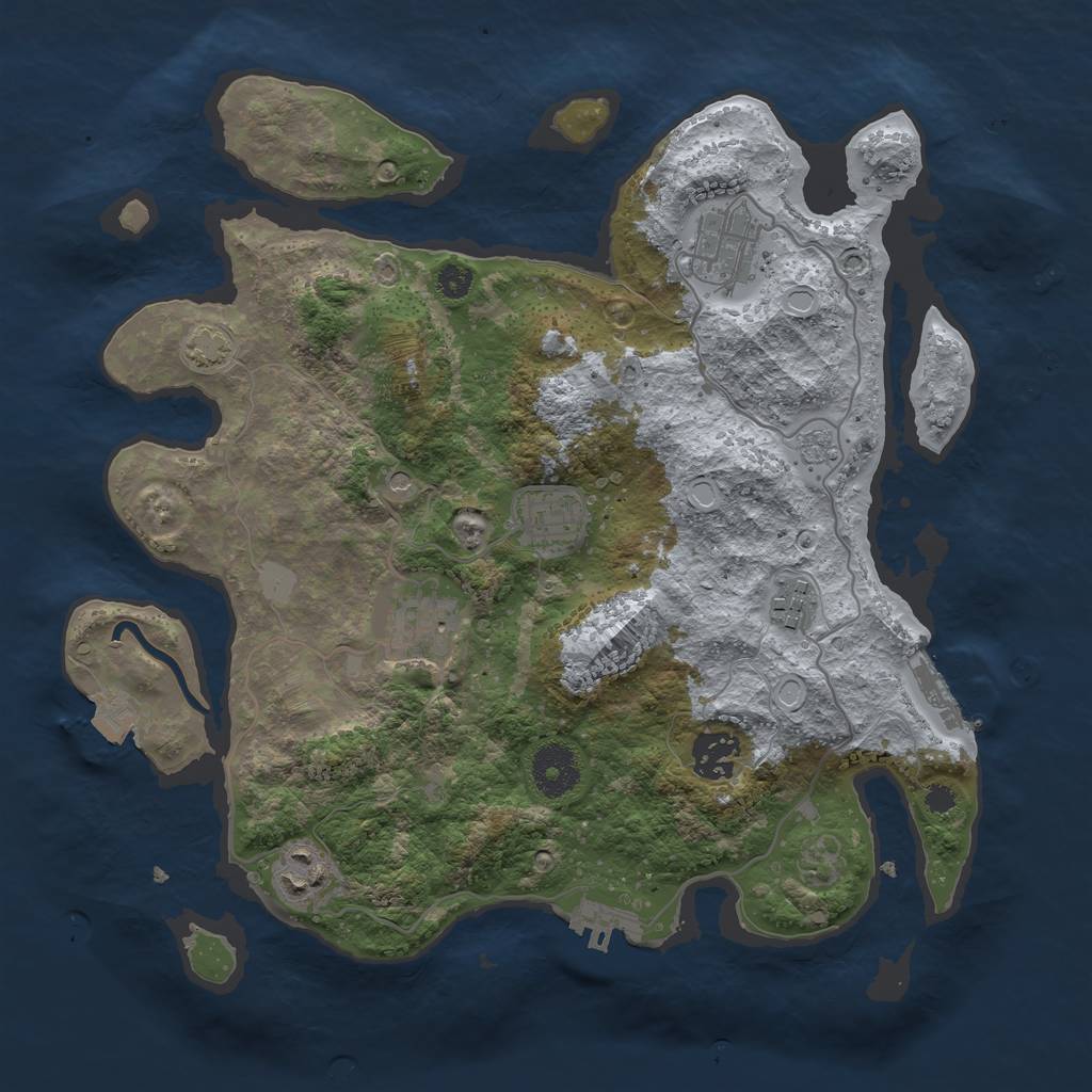 Rust Map: Procedural Map, Size: 3300, Seed: 1937529, 14 Monuments