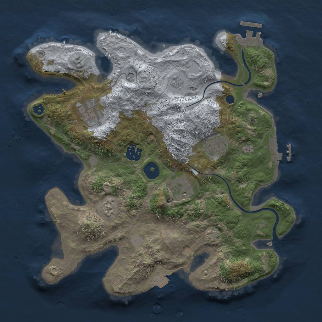 Rust Map: Procedural Map, Size: 3000, Seed: 20894, 10 Monuments